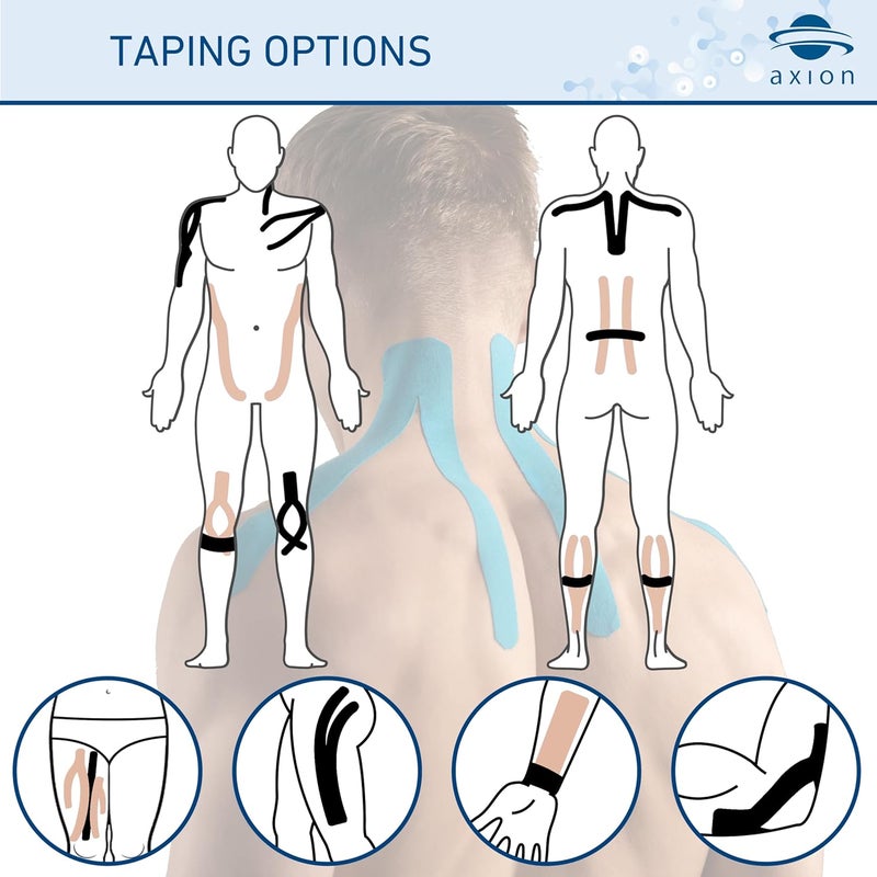 Axion Kinesiology Tapes PRECUT Black Beige | 50 Pre-Cut Sport Tape Strips 10x2 in | Waterproof • Skin-Friendly • Elastic | Kinesiology Tapes Ideal for Sports - Image 5
